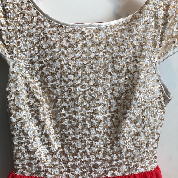 Coral, White & Gold Sequin Dress - Picture 2 of 4